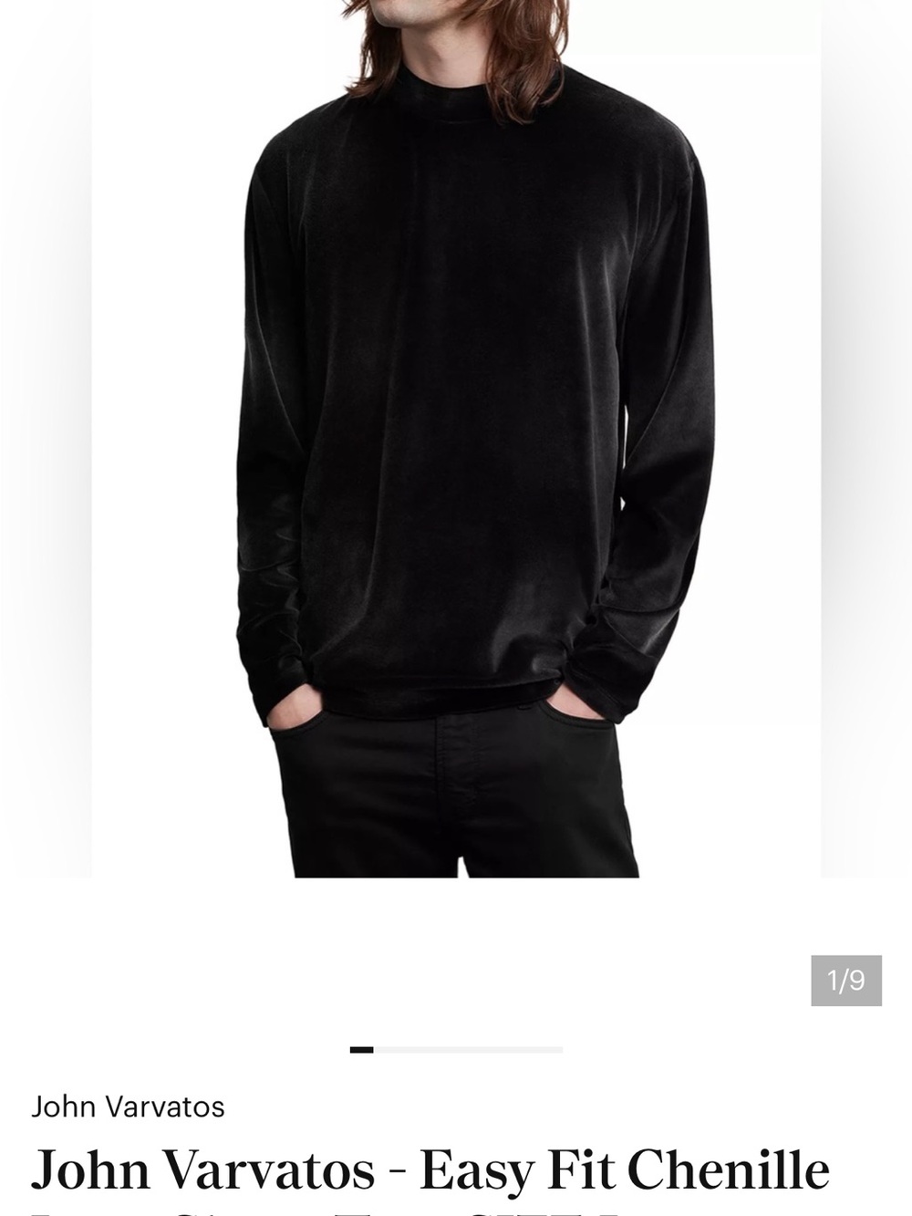 John Varvatos Black Chenille Crewneck Sweater